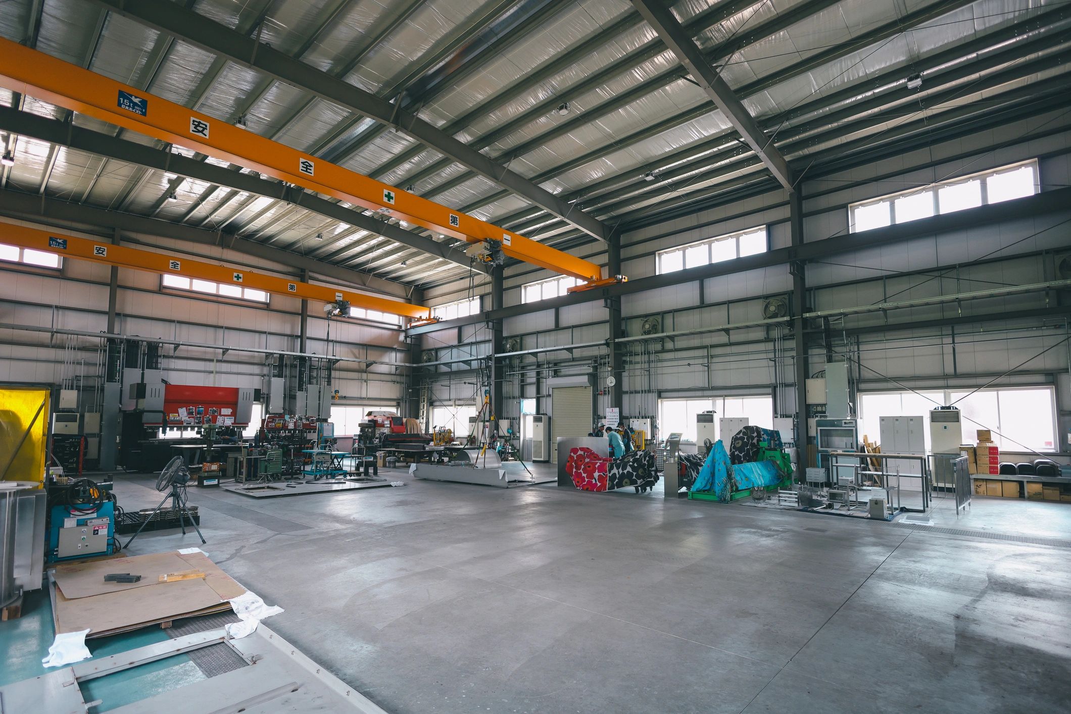 Industrial factory floor with production equipment